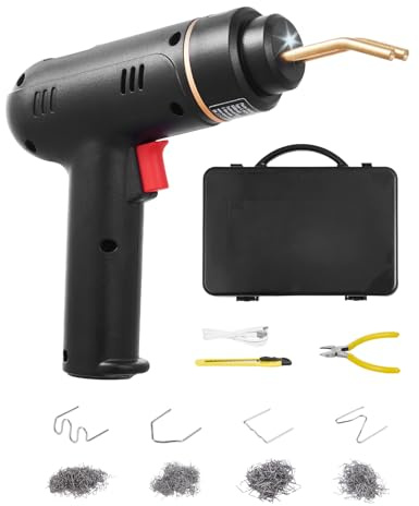VEVOR Plastsvetsmaskin, 120 W svetspistol med 400 st. 4 typer av varma klämmor, plast reparationsset för bilstötfångare i plast för kajaker, leksaker, reparation av plastsprickor