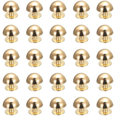 QUARKZMAN 25 Stück Runde Nieten, 10mm Metallstifte und Nieten Dekoration Schraubnieten für Leder Taschen Gürtel Kleidung Schuhe Geldbörse Zubehör DIY Handwerk Herstellung, Gold | Metallstifte und Nieten Dekoration Schraubnieten, Für Leder Taschen Gürtel Kleidung Schuhe Geldbörse Zubehör