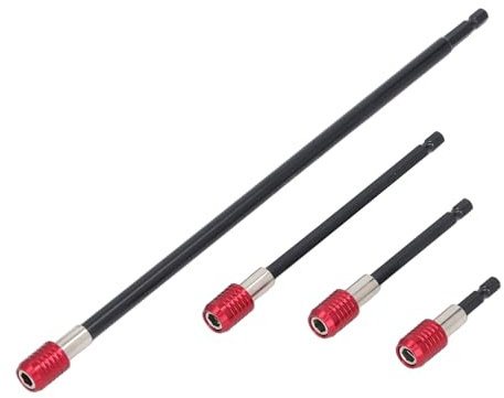 Set di estensione del trapano LocaDence 4pcs, 60mm 100mm 150mm 300 mm per estensione per trapano vanga in legno, gambo esagonale 1/4 di pollice estensione