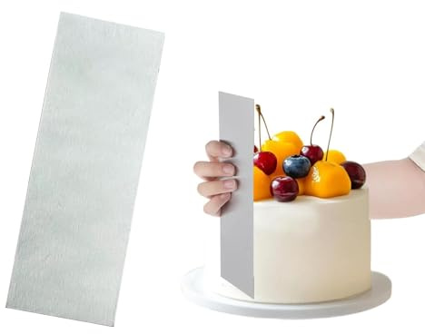 Kuchenschaber Edelstahl Tortenspachtel Kuchenschaber Silber Cake Scraper Tortenglätter Seitenschaber Zubehör Küchenschaber Torten Schaber Backzubehör Kuchen Dekorieren Kamm für Mousse Buttercreme