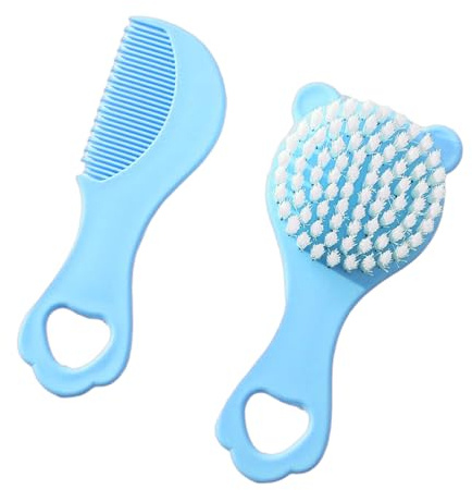Baby-Haarbürste und Kamm Set für Neugeborene, sanfte Kopfhautpflege mit Cartoon-Bär-Design für die tägliche Pflege und Reisen für Neugeborene, Kamm-Set
