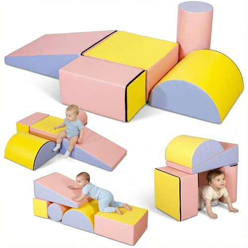 CCLIFE Set di 5 mattoncini da Costruzione in Schiuma per Bambini, Combinabili, XXL, Morbidi e Antiscivolo, in PVC + EPE Approvati con Certificazione EN-71, per l'arrampicata per Interni