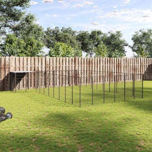 Mokuyary Hundezwinger Schwarz 19,36 m² Stahl, Outdoor Hundehaus Hundehütte, Hundelaufstall Welpenlaufstall für Garten