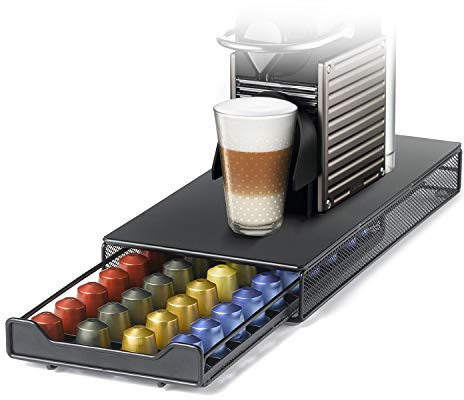 HiveNets Nespresso Café Cápsula Soporte y Cajón de Almacenamiento Metal Soporte Máquina para 40 Pcs