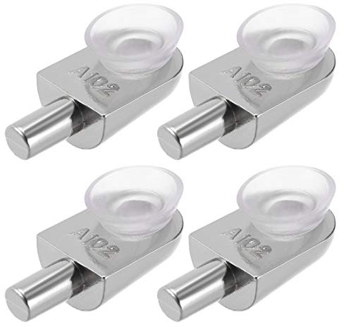 sourcing map Shelf Support Pegs 4pcs Glass Shelf Pins Bracket Zinc Alloy Nail Polished Rod Joint with Suction Cup with 5mm Dia Pin