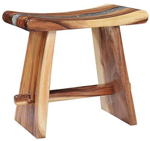 vidaXL Suarholz Massiv Hocker Badhocker Duschhocker Badestuhl Duschstuhl Holzhocker Fußhocker Nachttisch Blumenhocker Badezimmer 50x30x45cm Polyresin