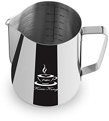 Caraffa per il latte Brocca per latte OneChois in acciaio inossidabile perfetta per montalatte Schiuma di latte per cappuccino Caraffa per schiuma da caffè Art (900 ml) 32 once