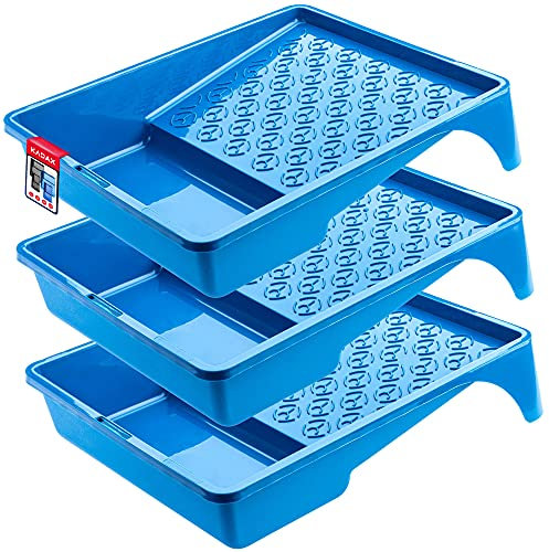 KADAX Vaschetta per vernice, grande ciotola in plastica, per pittore, con manico maneggevole, ciotola per verniciare, accessorio leggero, per pittura, vaschetta per vernice (3, blu)