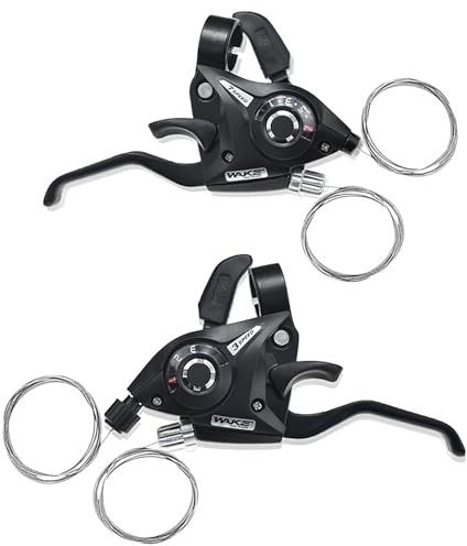 FOMTOR Set di leve del cambio per bici da 3 x 7, 21 velocità, per mountain bike, leva del freno a sinistra e destra, con cavi del cambio, per mountain bike pieghevole, freno a V (1 paio)