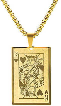 PAURO Herren Halskette Edelstahl Punk Poker Etikett 22 Zoll Kette