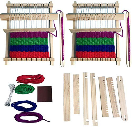 Webrahmen Aus Holz, Senteen 2pcs Webstuhl Handarbeits Weaving Loom Kit Schulwebrahmen Holzspielzeug Gelten Anfänger