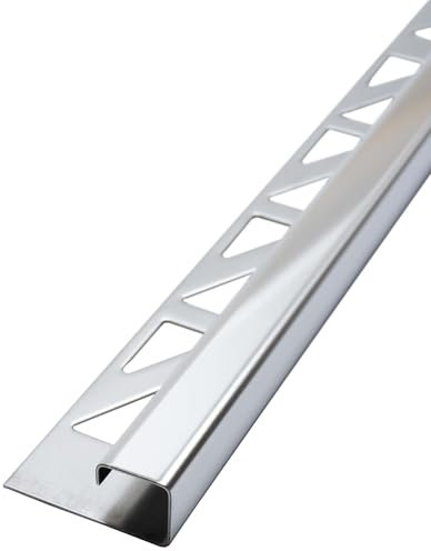 Dalsys 5x Fliesenschiene Eckprofil 2,5m x 10mm Quadratprofil Edelstahl Poliert, Fliesenprofil