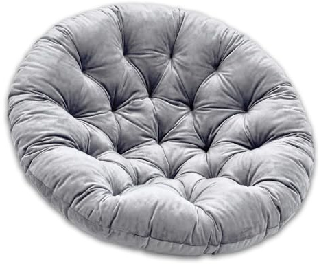 SuperKissen24. Kissen für Hängesessel, Hängestuhl - Runde Sitzkissen mit Silikonfaser - Kissen für Hängeschaukel aus Samtstoff - Hängesitz - Indoor & Outdoor - Dekokissen für Allergiker - Silber