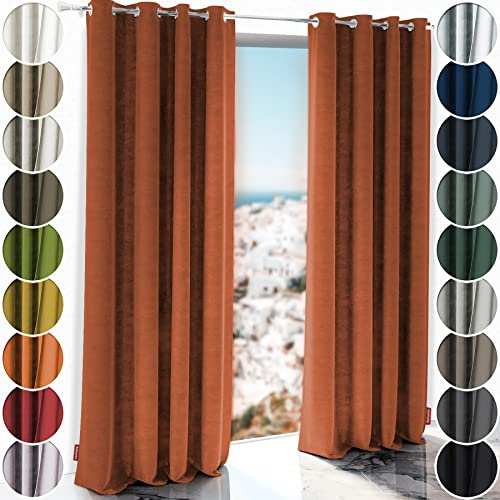 Schuette® Verdunkelungs-Vorhang Gardine mit Ösen ● Millenium Velvet: Marmalade (Orange) ● 130x130 cm Höhe x Breite (1 Stück) ● Knitterfrei Pflegeleicht Thermo Blickdicht & stark Abdunkelnd