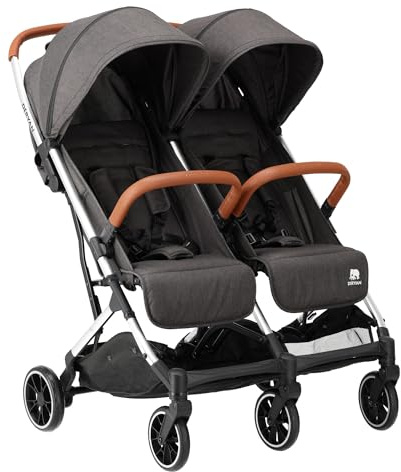 Deryan carrozzina doppia Rolo X2 - Carrozzina doppia leggera, pieghevole con una sola mano, compatta e regolabile - Fino a 50 kg - Grigio