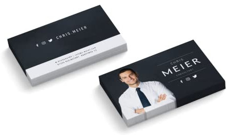 Visitenkarten personalisiert | mit Foto | Design Consultant | 2-seitig | Querformat | Menge + Papier zur Auswahl | selbst gestalten | hochwertiger Druck (1000 Stück)
