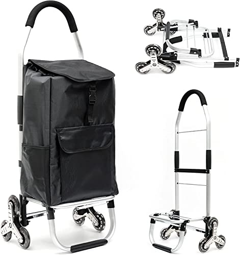 Einkaufswagen Klappbar Einkaufstrolley Klappbar Einkaufswagen Trolley, Dreirad- und Größere wasserdichte Einkaufstasche und Verstellbares Elastisches Seil für Treppensteiger, Kletterer und Einkäufe