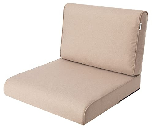 HOBBYGARDEN Utomhuskudde 70 x 70 cm i beige – sittdyna för balkongmöbler, hollywoodgunga och loungemöbler utomhus | modell NEL för trädgård och terrass