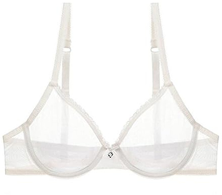 Kontvom Sexig spetsbehå för kvinnor transparent se igenom ofodrade behåar med bygel icke-vadderat nät Ultra tunn klar bralette