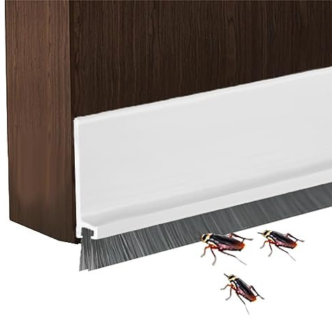 Irikdescia® Tür-Zugluftstopper, mit Bürste zur Geräuschreduzierung, H-förmiger Zugluftstopper, Geräuschreduzierend, Einstellbarer Türfeger, Reinigen (Weiß)