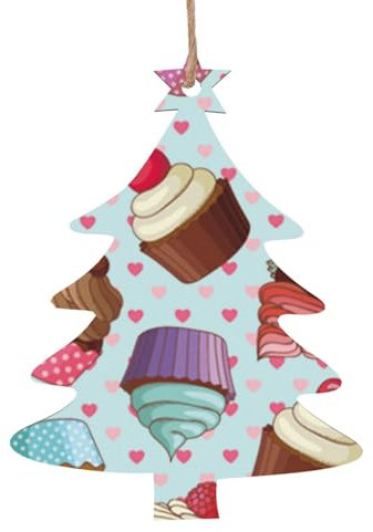 Adornos colgantes de madera con diseño de magdalenas para árbol de Navidad, recuerdo de Papá Noel pandémico para el hogar