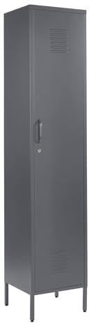 MMT Furniture Metal Locker Cabinet with Lockable Storage Cupboard Slim One Door (Gray, 180 cm)