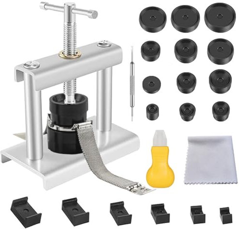 Tutamaz Uhr Presse Set, Werkzeug für Uhrenpresse, Uhr Batteriewechsel Werkzeug Einpresswerkzeug, Uhrenpressenset mit 18 Pcs Druckplatten,für Uhren Reparatur,Batteriewechsel,Schließer des Uhrengehäuses