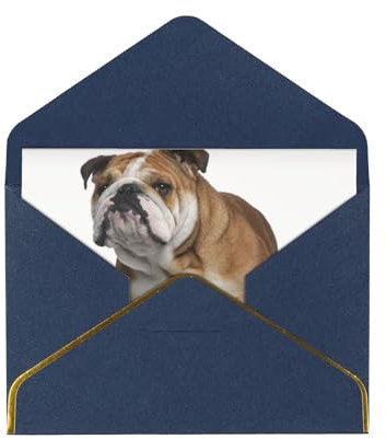 Englische Bulldogge Grußkarten Blanko-Karten mit Umschlägen für alle Anlässe, freundlich, Jahrestag, Dankeschön, Glückwunsch, Neujahr, Geburtstag, Blau