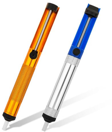 Molain 2pcs Lötpumpe, Entlötpumpe Set, professionelle Entlötsaugpumpe zum Absaugen von flüssigem Lötzinn Unverzichtbares Zubehör für Professionelle Schweißer Entlötventilpumpe Lötentferner (gold+blau)