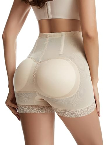 SUIUOI Mujer Braguitas Moldeadoras Bragas,Push Up Body Shaper Pantalones Cortos Levanta Glúteos con Relleno Faja Pantalón Reductora sin Costuras Cintura Alta Control de Barriga Shapewear Lenceria