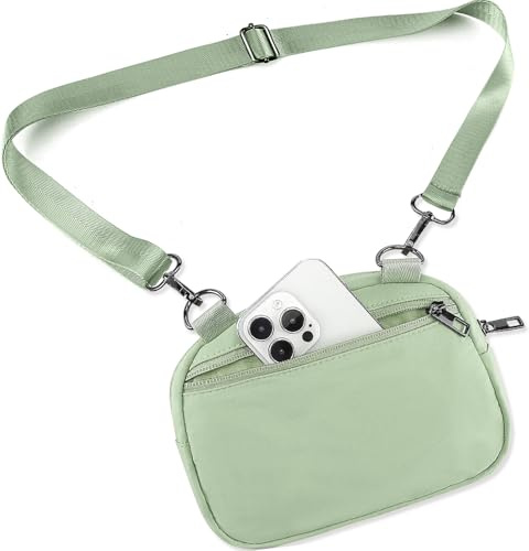 MAXTOP Kleine Crossbody Bag Damen Herren Umhängetasche Damen Handy Gürteltasche Geldbörse Fanny Pack mit verstellbarem Gurt für Reisen Casual Festival Geschenke Grün