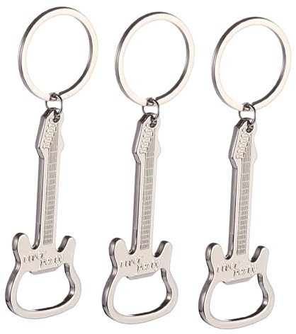 Llavero de Guitarra Abrebotellas de Metal 3 Piezas Plata