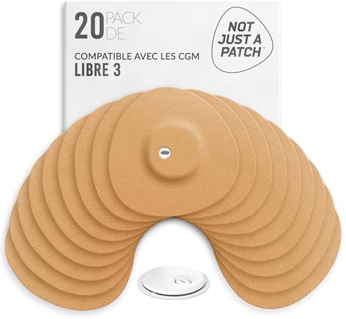 Not Just A Patch Freestyle Libre 3 Plus Sensor Pflaster (20er Pack) - Schweißresistent & Sicherer Halt mit Belüftungsloch für optimale Haftung & sanften Schutz - 14 Tage Tragedauer (Beige)