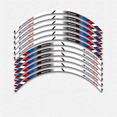 YHGGDN Motorrad Radnaben Rad Aufkleber Motorrad-Felgenaufkleber Für S1000XR S1000 XR S 1000 XR Reflektierende Felgenaufkleber Streifenband Streifen(Farbe3)
