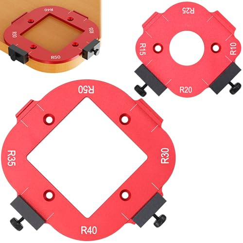 2 Stück Eckradius-Frässchablonen, Radius Jig Router Schablonen | R10, R15, R20, R25, R30, R35, R40, R50 Radius Jig Router, für Holzbearbeitungs-DIY-Projekte