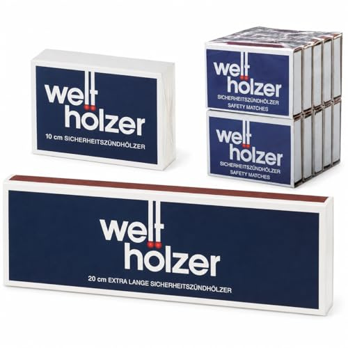 jameitop Streichhölzer Mega-Set – Welthölzer mit 450 Sicherheitszündhölzern in 3 Größen (20 cm, 10 cm, 4,1 cm). Ideal für Kamin, Grill, Kerzen, Outdoor & Notfälle. Zuverlässig & langlebig.