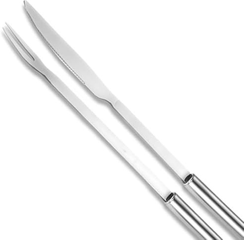 Kit BBQ Utensili da Barbecue in Acciaio Inossidabile, Set forchettone e Coltello da Carne,arrosto,Griglia, 32x2.5 cm