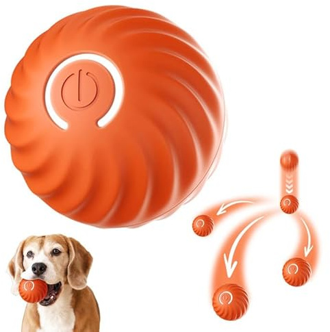 Pelota Interactiva para Perros, Pelota de Juguete Inteligente para Perros, Bola Rodante Automática para Cachorros, Juguete Interactivo para Gatos, Recargable por USB, para Mascotas, Caza (Naranja)