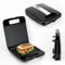 Huslog Tostapane e Panini Grill 1400W, Piastre Antiaderenti, Manico Cool Touch, Spia di Controllo, Design Salvaspazio, Piedini Antiscivolo, Acciaio Inox, 31,9x26,1x11 cm, Nero
