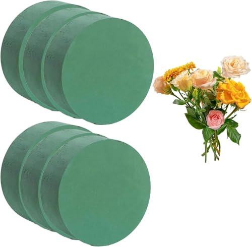 Torveen Round Floral Foam 6-Pack – Water-Absorbent Wet Foam Blocks for Fresh Flower Arrangements – Ideal for Weddings, Events, Centerpieces Flower Display and Crafts