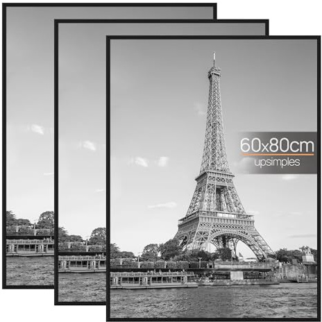 upsimples 3 Pack Bilderrahmen 60x80, 60x80cm Bilderrahmen Natur für Fotogalerie, Einschubstreifen, Horizontale oder Vertikale Wandmontage
