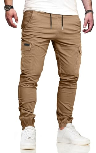VMSUCIJ Pantalon Cargo Hombre Pantalones de Trabajo Hombre Casuales Elásticos Pantalón Jogger Largos Pants con Bolsillos,Caqui 05,L