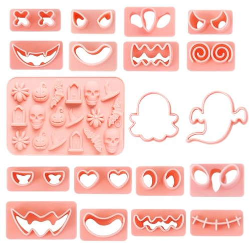 Keksausstecher, 1 Stück Halloween Kochen Silikonform, Cookie Cutter kinder, Halloween Schokoladenformen, Multifunktionale Form Silikon für Insgesamt 18 Hohlräume