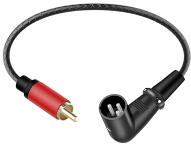 RIIEYOCA Câble 90 Degrés 3 Broches XLR vers RCA, Câble Adaptateur Audio XLR Mâle à Angle Droit vers RCA Mâle pour Tables de Mixage, Amplificateurs, Lecteurs, Microphones env.(30CM/0.3M)