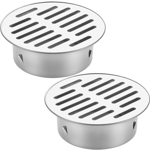 2 Piezas Drenaje de Piso De Acero Inoxidable Rejilla Desague Ducha Redonda Sumidero Ducha para Cocina, Baño, Terraza, Jardín, Techo, Balcón Uso110 Boca Plana