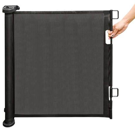Belfoyer Treppenschutzgitter Ausziehbar 86 cm, Türschutzgitter für Babys & Hunde, Treppengitter Ohne Bohren, Ausziehbar 0–150cm, Baby Absperrgitter für Treppen & Türen, Innen/Outdoor-Schwarz
