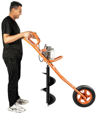Bdneygtyr Bensin jordborr 63 cc 2,2 kW med 300 mm borrdiameter, jordborr för borrmaskiner och trädgårdsarbeten, mobil jordhålsborr för staketkonstruktion gruvgrävare jordbruk och träd