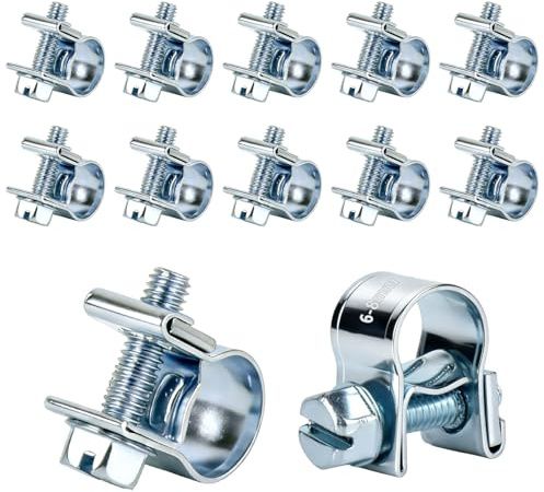 10 x 6-8mm Zinc Plated Hose Clips for Fuel Pipes | Suitable for Diesel, Petrol, Water, And Air Hoses – Ideal for Automotive Repairs, Marine Applications, And Workshop Use.