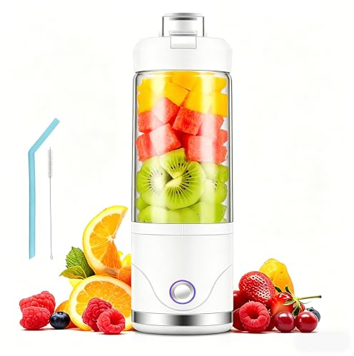 Feelhap 650ml Batidora de Vaso Portátil, Batidora Multifunción | Mini Licuadora Personal Recargable por USB con 6 Cuchillas Ultra Afiladas, para Gimnasio, Oficina, Acampadas, Viajes (Blanco)