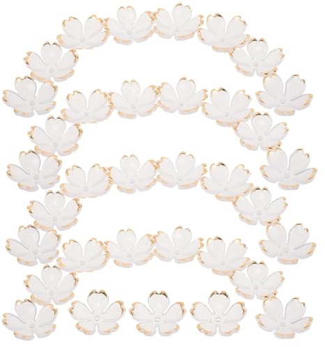 KOCKSHION 100 Pezzi Perline Acriliche Fiori di Ciliegio Bianco per Accessori per Chioma Donna, Leggeri e Versatili, per Creazioni Artigianali e Occasioni Speciali